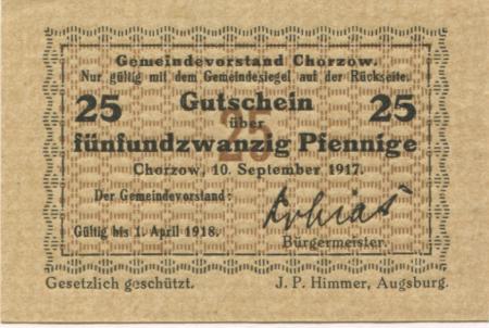 Chorzow - Gemeinde - 10.9.1917 - 1.4.1918 - 25 Pfennig 