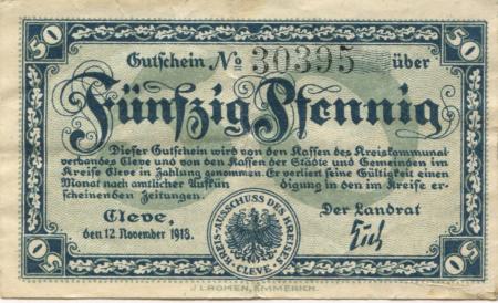 Cleve (heute: Kleve) - Kreis - 12.11.1918 - 50 Pfennig 