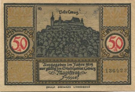 Coburg - Stadt - 1919 - 50 Pfennig 