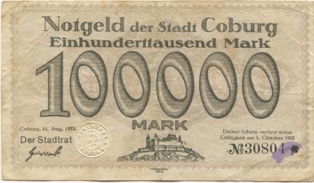 Coburg - Stadt - 15.8.1923 - 1.10.1923 - 100000 Mark 