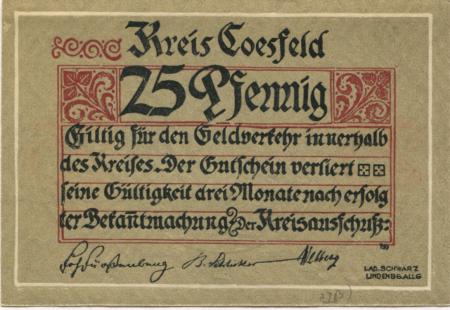 Coesfeld - Kreis - -- 25 Pfennig 