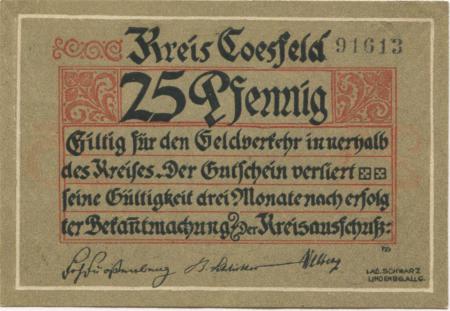 Coesfeld - Kreis - -- 25 Pfennig 