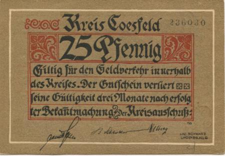 Coesfeld - Kreis - -- 25 Pfennig 