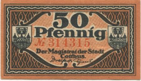 Cottbus - Stadt - 31.12.1920 - 50 Pfennig 