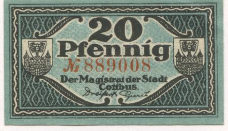 Cottbus - Stadt - 31.12.1921 - 20 Pfennig 