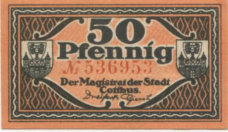 Cottbus - Stadt - 31.12.1921 - 50 Pfennig 