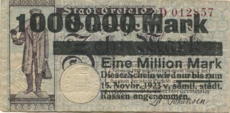 Crefeld (heute: Krefeld) - Stadt - - 15.11.1923 - 1 Million Mark 