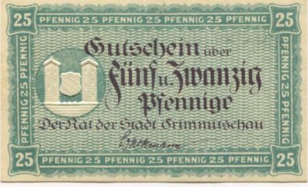 Crimmitschau - Stadt - - 31.12.1918 - 25 Pfennig 