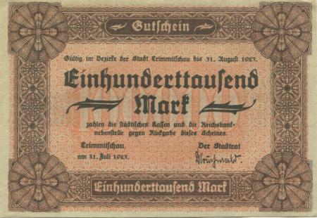 Crimmitschau - Stadt - 31.7.1923 - 100000 Mark 