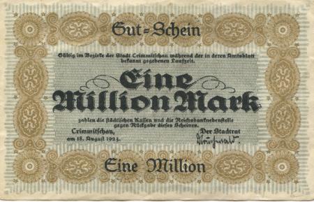 Crimmitschau - Stadt - 18.8.1923 - 1 Million Mark 