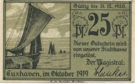 Cuxhaven - Stadt - Oktober 1919 - 31.12.1920 - 25 Pfennig 