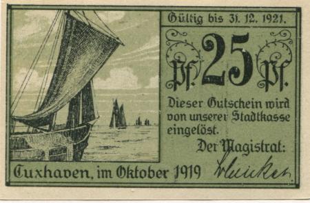 Cuxhaven - Stadt - Oktober 1919 - 31.12.1921 - 25 Pfennig 