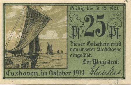 Cuxhaven - Stadt - Oktober 1919 - 31.12.1921 - 25 Pfennig 