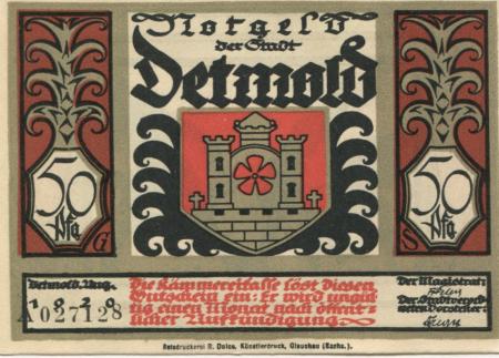 Detmold - Stadt - August 1920 - 50 Pfennig 