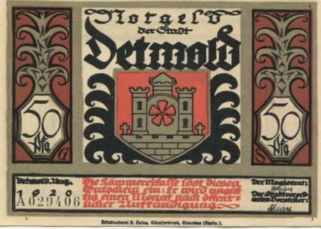Detmold - Stadt - August 1920 - 50 Pfennig 