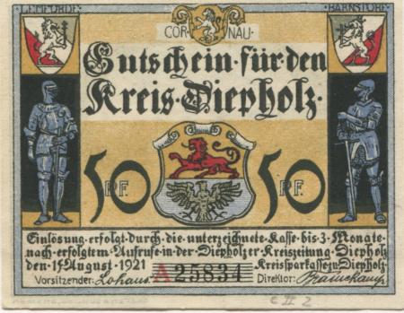 Diepholz - Kreis - 15.8.1921 - 50 Pfennig 