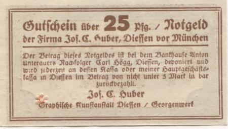 Diessen - Huber, Josef C., Graphische Kunstanstalt Diessen, Georgenwerk - -- 25 Pfennig 