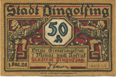Dingolfing - Stadt - 1.10.1920 - 50 Pfennig 