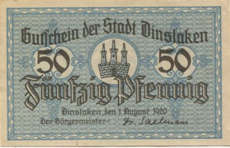 Dinslaken - Stadt - 1.8.1920 - 50 Pfennig 