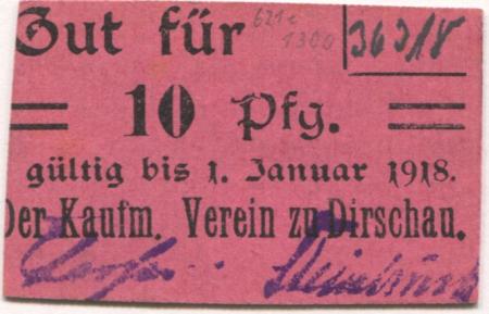 Dirschau (heute: PL-Tczew) - Kaufmännischer Verein - - 1.11.1918 - 10 Pfennig 