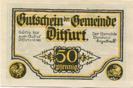 Ditfurt - Gemeinde - 1.7.1921 - 50 Pfennig 