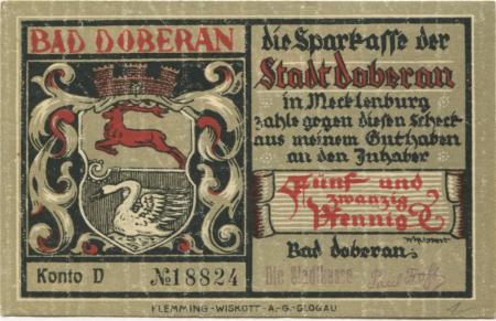 Doberan (Bad) - Stadt - -- - 25 Pfennig 