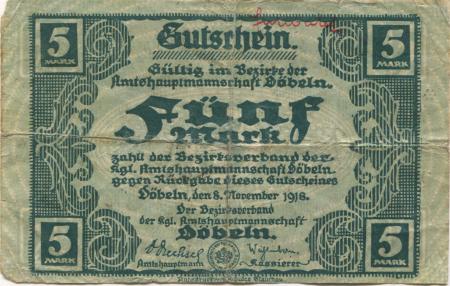 Döbeln - Amtshauptmannschaft - 8.11.1918 - 5 Mark 