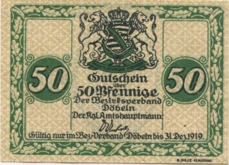Döbeln - Amtshauptmannschaft - - 31.12.1919 - 50 Pfennig 