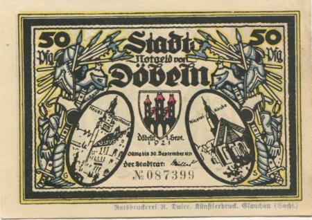 Döbeln - Stadt - 1.9.1921 - 30.9.1921 - 50 Pfennig 