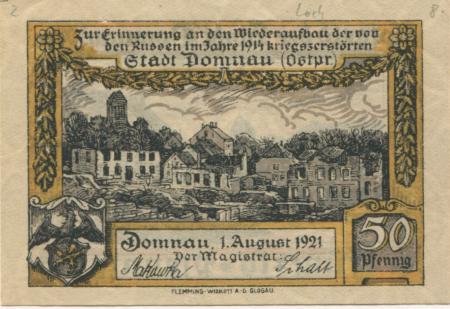 Domnau (heute: R-Domnowo) - 1.8.1921 - 50 Pfennig 