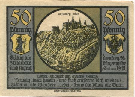 Dornburg - Stadt - 1.9.1921 - 50 Pfennig 
