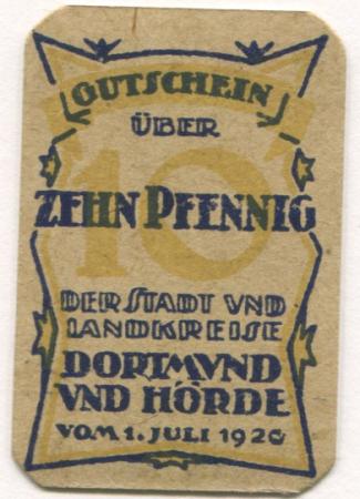 Dortmund und Hörde - Städte und Kreise - 1.7.1920 - 10 Pfennig 