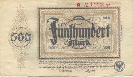 Dortmund und Hörde - Städte und Kreise - 20.9.1922 - 500 Mark 