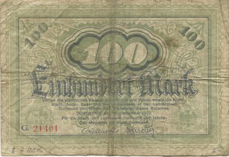 Dortmund und Hörde - Städte und Kreise - 25.9.1922 - 100 Mark 
