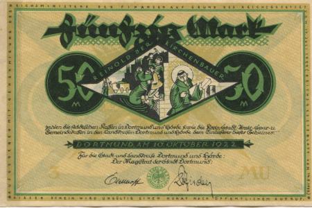 Dortmund und Hörde - Städte und Kreise - 10.10.1922 - 50 Mark 