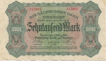 Dresden - Sächsische Bank - 1.3.1923 - 1.10.1923 - 10000 Mark 