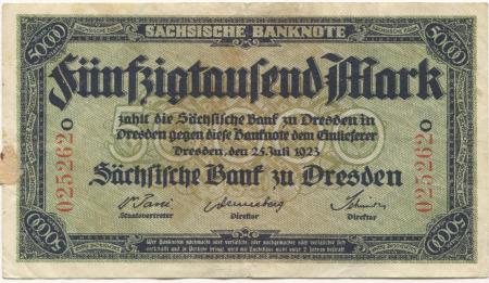 Dresden - Sächsische Bank - 25.7.1923 - 50000 Mark 