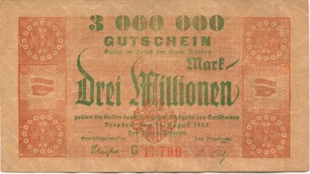 Dresden - Stadt - 16.8.1923 - 3 Millionen Mark 
