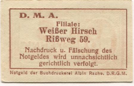 Dresden - Dresdner Milchversorgungs-Anstalt eGmbH, Filiale Rißweg 59, Weißer Hirsch - -- - 5 Pfennig 