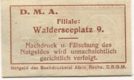 Dresden - Dresdner Milchversorgungs-Anstalt eGmbH, Filiale Walderseeplatz 9 - -- - 5 Pfennig 