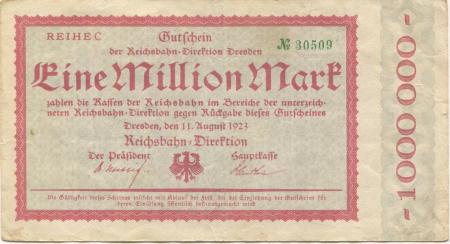 Dresden - Reichsbahn-Direktion - 11.8.1923 - 1 Million Mark 