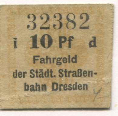 Dresden - Städtische Straßenbahn - -- - 10 Pfennig 