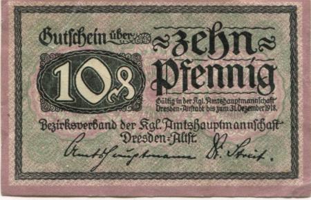 Dresden-Altstadt - Amtshauptmannschaft - - 31.12.1918 - 10 Pfennig 