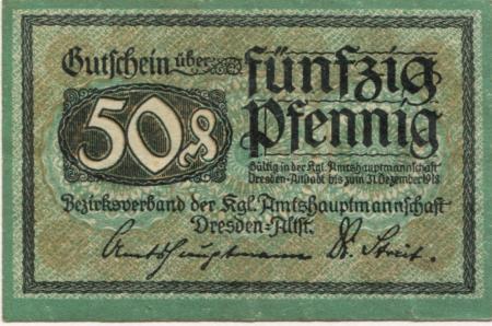 Dresden-Altstadt - Amtshauptmannschaft - - 31.12.1918 - 50 Pfennig 