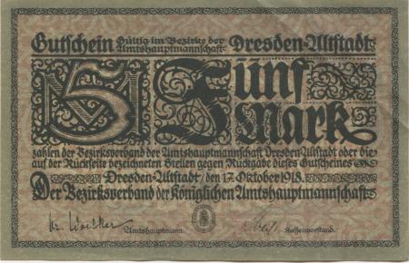 Dresden-Altstadt - Amtshauptmannschaft - 17.10.1918 - 5 Mark 