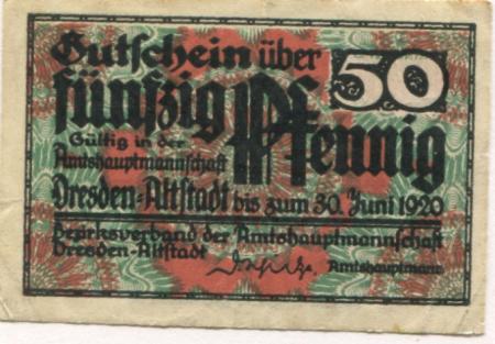 Dresden-Altstadt - Amtshauptmannschaft - - 30.6.1920 - 50 Pfennig 
