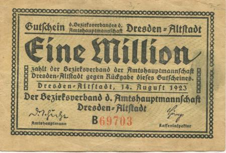 Dresden-Altstadt - Amtshauptmannschaft - 14.8.1923 - 1 Million Mark 