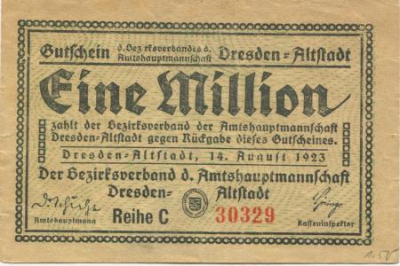 Dresden-Altstadt - Amtshauptmannschaft - 14.8.1923 - 1 Million Mark 