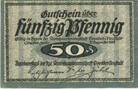 Dresden-Neustadt - Amtshauptmannschaft - - 31.12.1918 - 50 Pfennig 