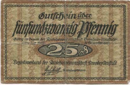 Dresden-Neustadt - Amtshauptmannschaft - - 31.12.1919 - 25 Pfennig 